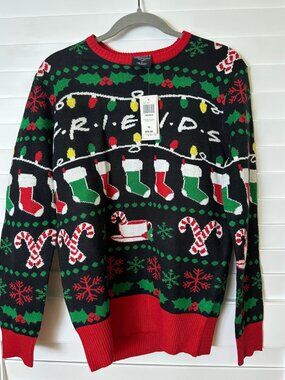 FRIENDS TV Show BoxLunch Ugly Christmas Sweater Black Knit Holiday